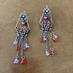 Flowers and Butterflies Chandelier Earrings